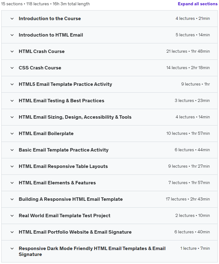 Course topics · Udemy — HTML Email Mastery – Build Responsive Email Templates 2024 2024-4