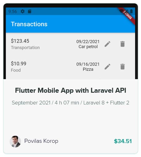 Pictures · Laravel Daily — Flutter Mobile App with Laravel API 2021-9