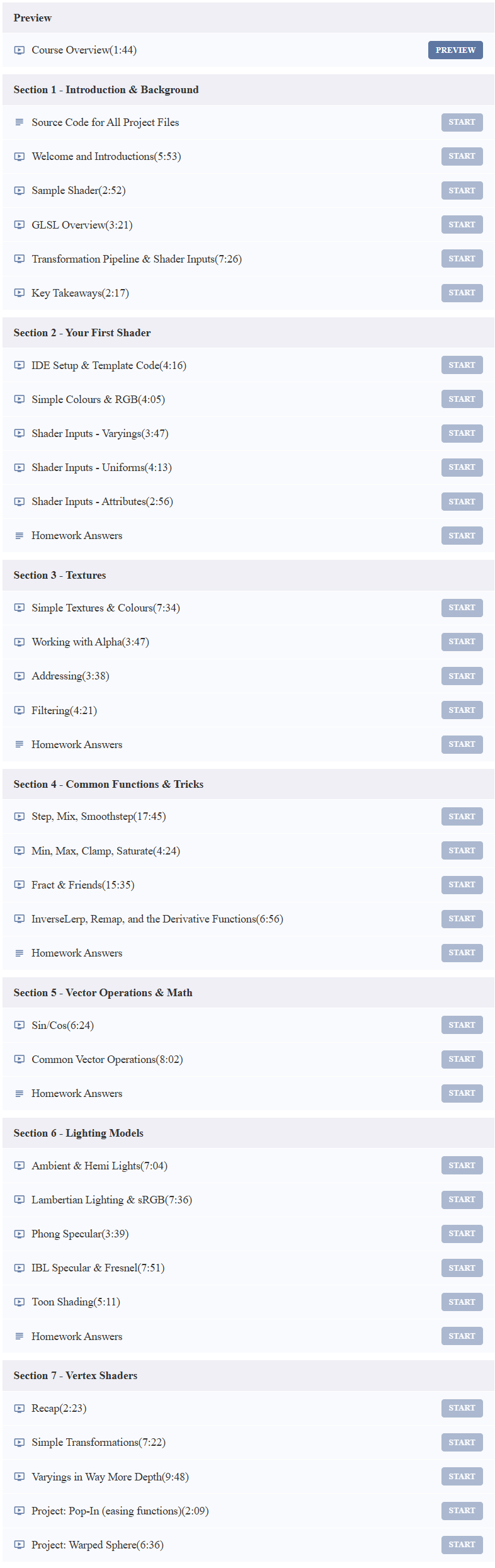 Course topics · SimonDev — GLSL Shaders from Scratch 2025-8