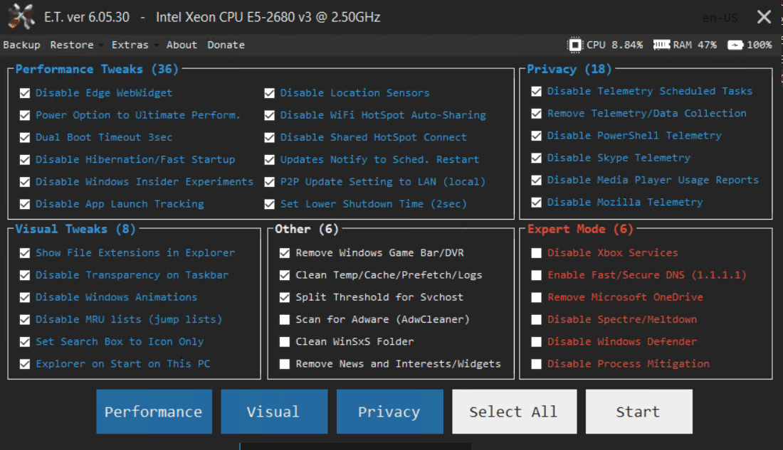 Pictures · ET Optimizer 6.07.35