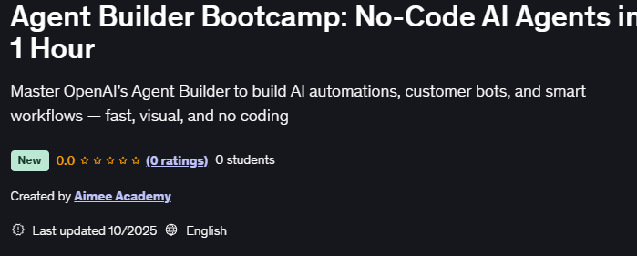 이미지 · 에이전트 빌더 Bootcamp : 코드 없음 AI 에이전트 In 1 시계 2025-10