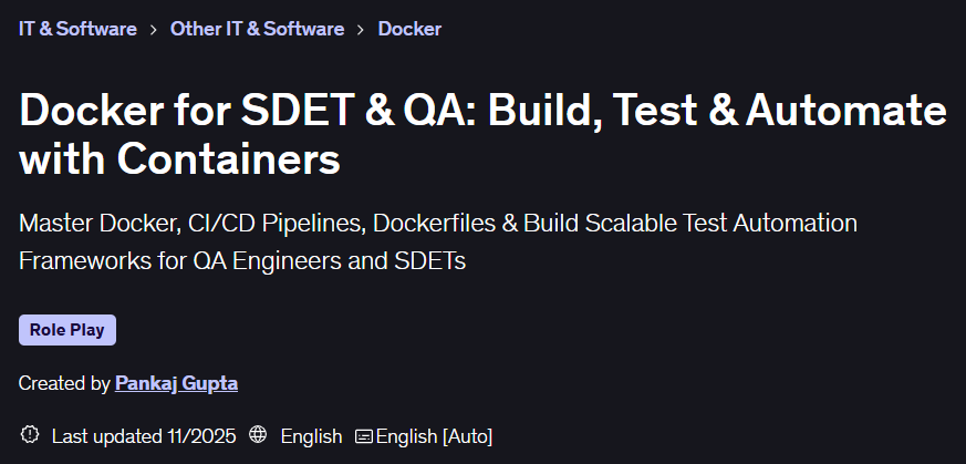 تصاویر · Docker SDET & QA کے لئے: کنٹینر کے ساتھ تعمیر، ٹیسٹ اور آٹومیٹ 2025-11