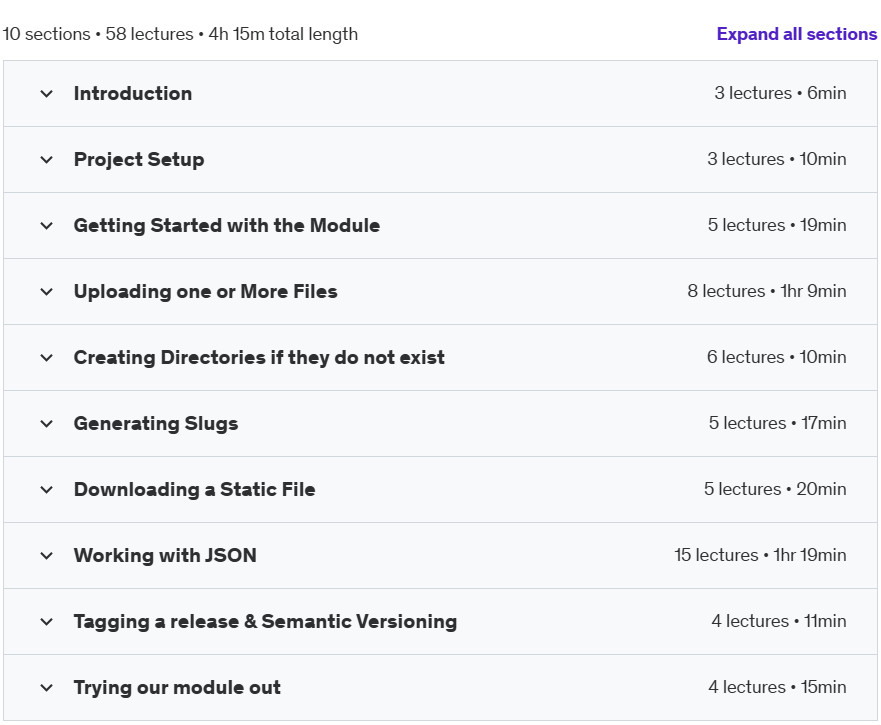Course topics · Udemy — Building a module in Go (Golang) 2024-6