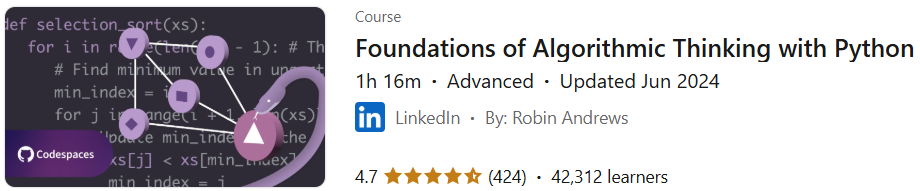 Pictures · LinkedIn — Foundations of Algorithmic Thinking with Python 2020-4