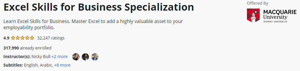 Pictures · Excel Skills for Business Specialization 2023-12