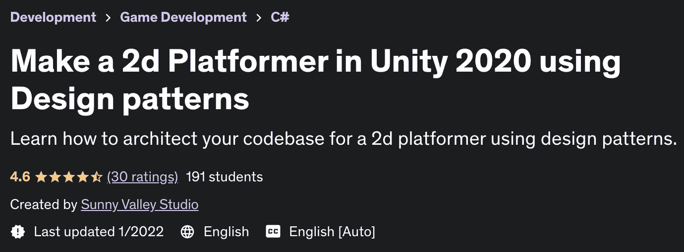 Pictures · Udemy — Make a 2d Platformer in Unity 2020 using Design patterns 2021-10