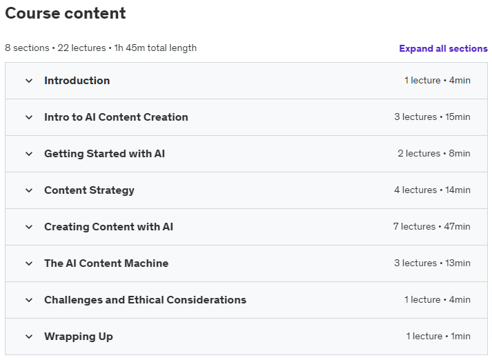 Course topics · Udemy — AI Content Creation: 10x Your Output With ChatGPT 2023-9