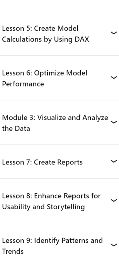 Course topics · Microsoft Power BI Data Analyst Associate (PL-300) Cert Prep by Microsoft Press 2024-7