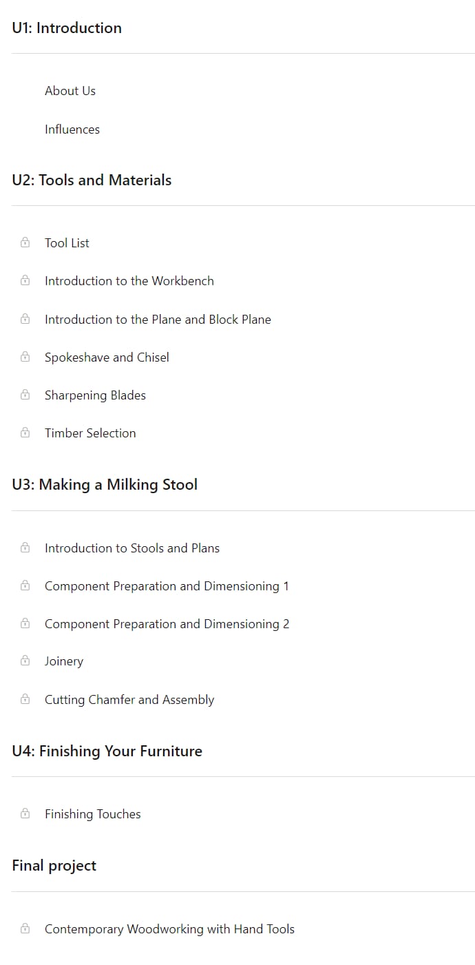 Course topics · Domestika — Traditional Woodworking with Hand Tools 2023-12