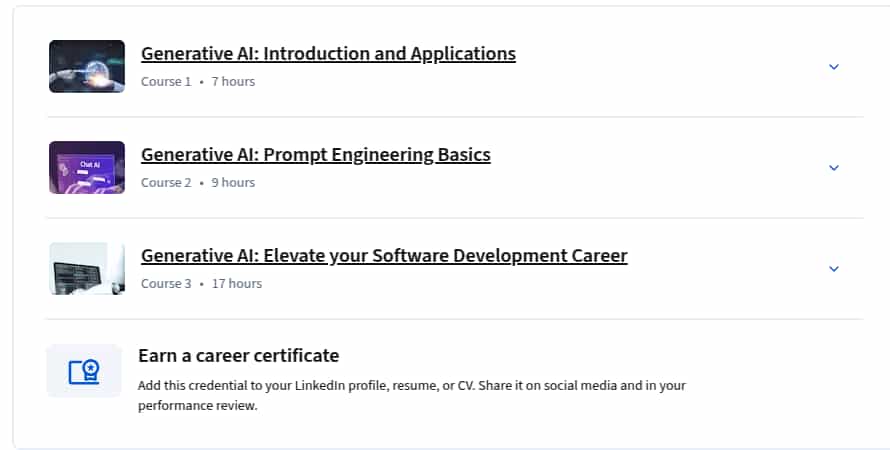 Course topics · Coursera — Generative AI for Software Developers Specialization 2025-8