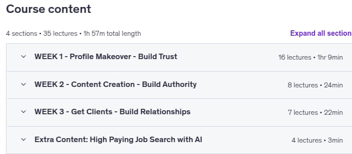 Course topics · Udemy — LinkedIn Growth with AI ChatGPT Viral Content Leads Sales 2025-11