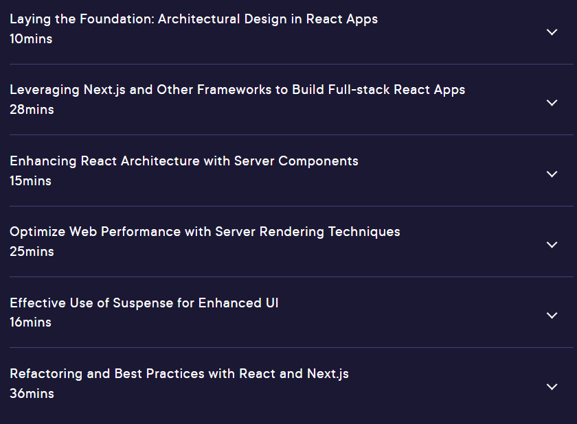 Course topics · Pluralsight — Architecting React Applications with Next.js 2024-11