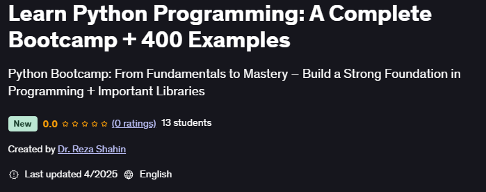 الصور · تعلم Python برنامج: A Complete Bootcamp + 400 أمثلة 2025-4
