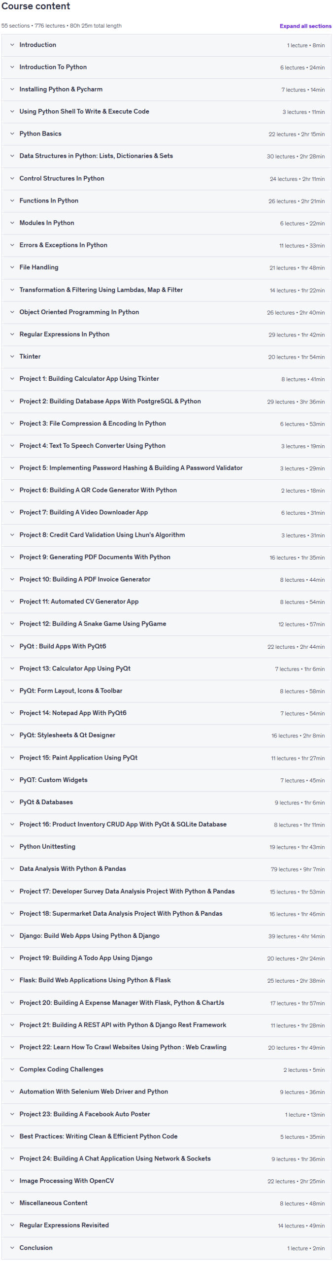 Course topics · Python Masterclass 2026: Build 24 Real World Python Projects 2026-6