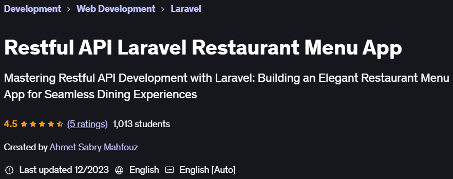 Pictures · Udemy — Restful API Laravel Restaurant Menu App 2023-11