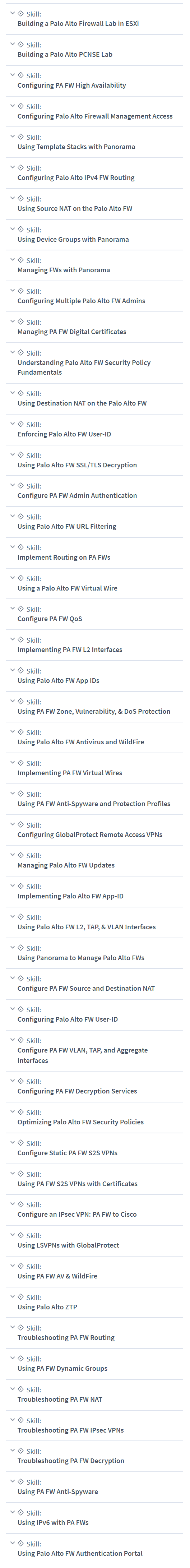 Course topics · CBTNuggets — Palo Alto Next-Generation Firewall 2024-7