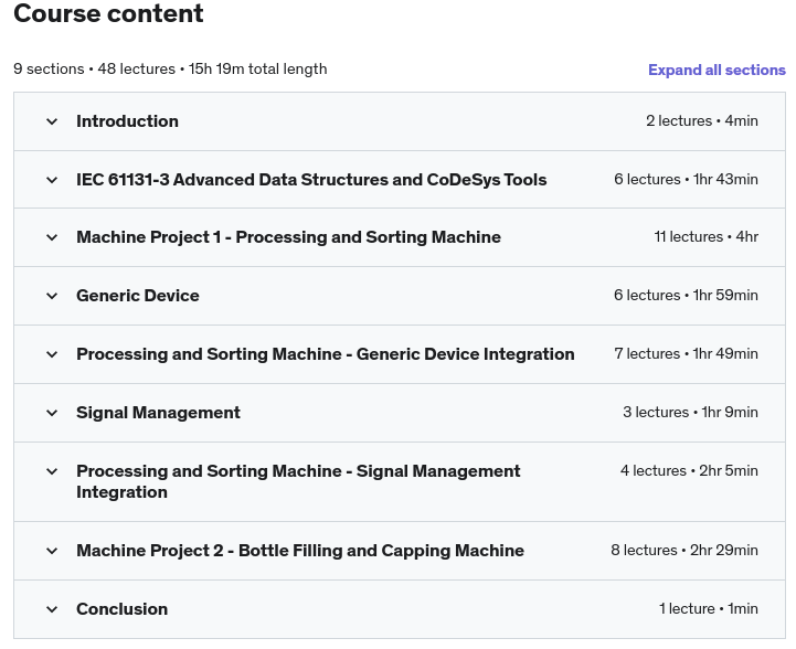 Course topics · PLC Programming – Structured Programming and Design Patterns