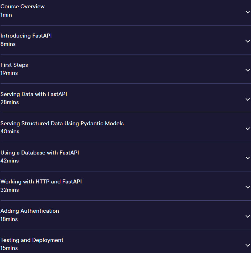 Course topics · Pluralsight — FastAPI Fundamentals 2022-4