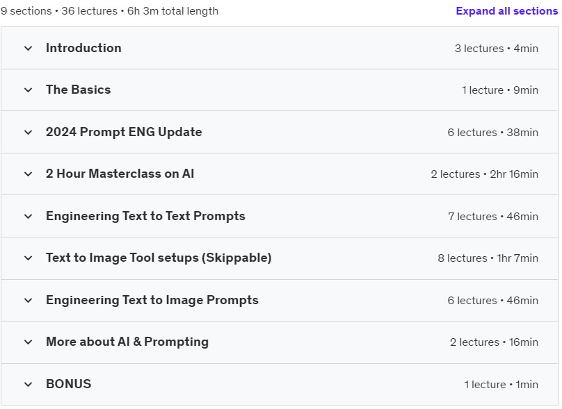 Course topics · Udemy — Prompt Engineering: Getting Future Ready (1000+ Prompts inc) 2023-3