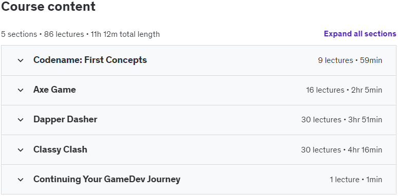 Course topics · C++ Fundamentals: Game Programming For Beginners 2024-9