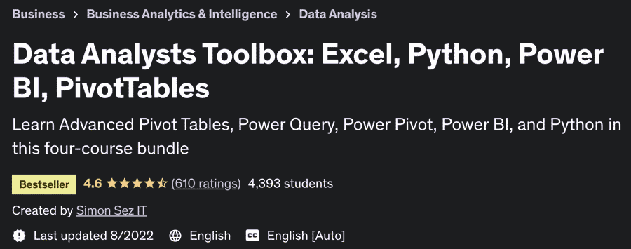 Pictures · Udemy — Data Analysts Toolbox: Excel, Python, Power BI, PivotTables 2022-1