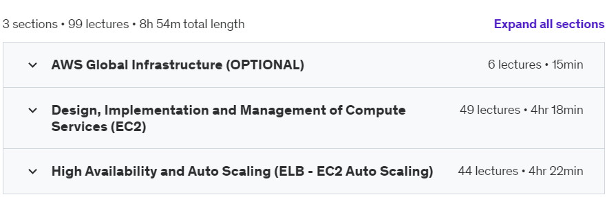 Course topics · Udemy — [NEW] Amazon EC2, AutoScaling – ELB for Professionals on AWS 2024-7