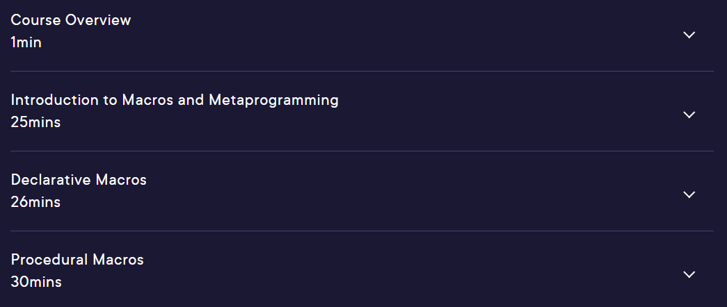 Course topics · Pluralsight — Macros and Metaprogramming in Rust 2024-6
