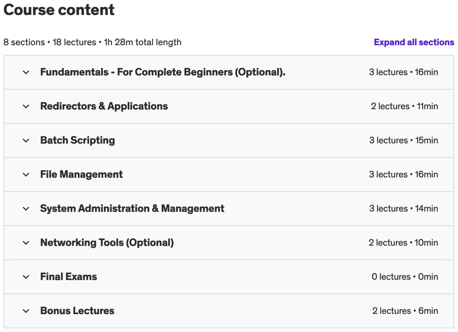 Course topics · Windows Command Line – Hands-On (CMD, Batch, MS-DOS) 2021-1