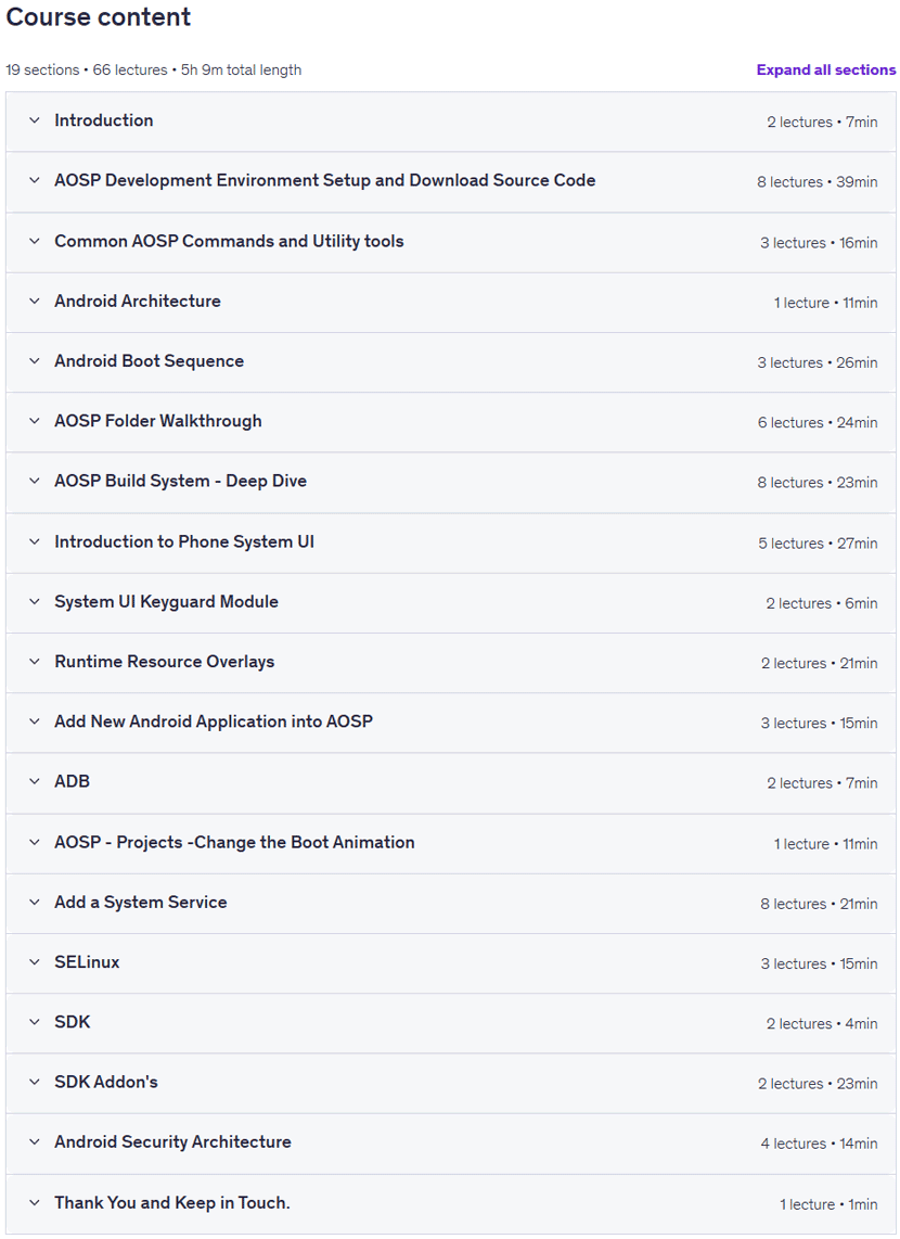 Sujets du cours · Développement Android OS Internals / AOSP Mobile ROM(2025) 2025-5
