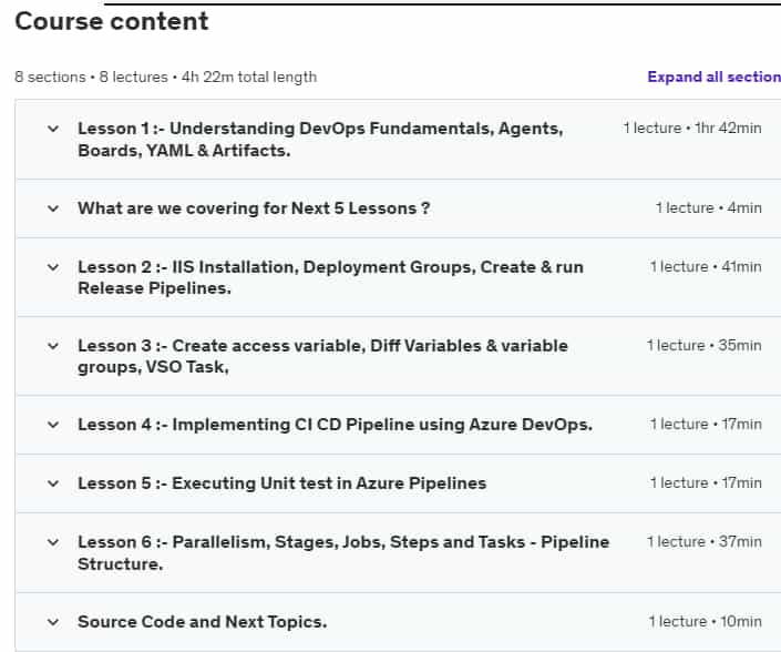 Course topics · Azure DevOps Fundamental for Beginners and Professionals. 2023-4