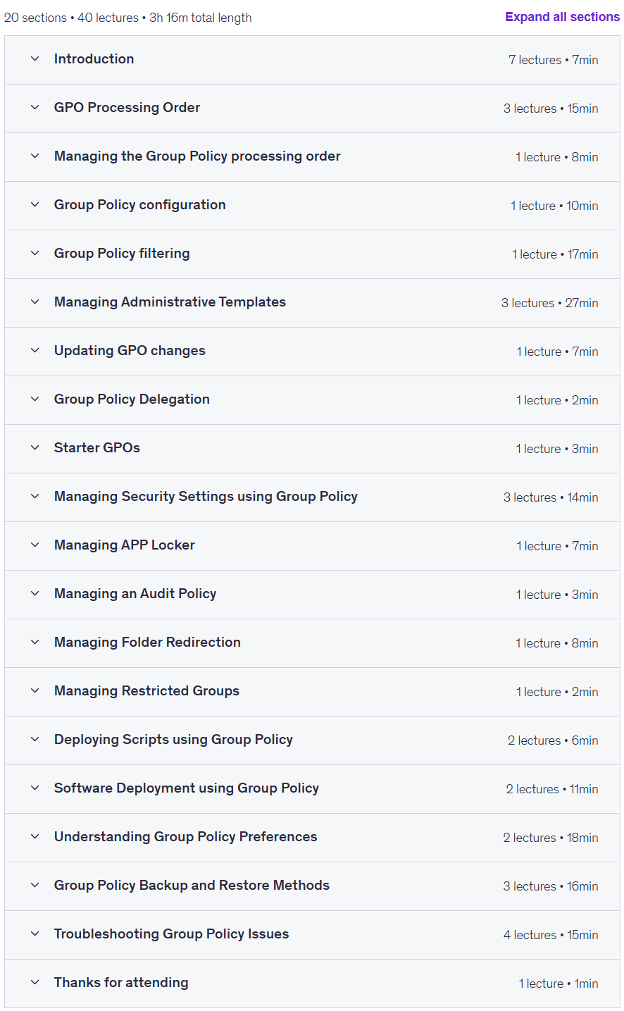 Course topics · Mastering Group Policy on Windows Server 2025-10