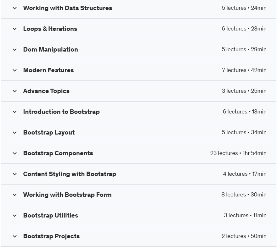 Course topics · Frontend Web Development HTML5 CSS3 JavaScript and Bootstrap 2024-9