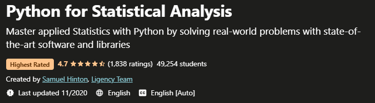 Pictures · Udemy — Python for Statistical Analysis 2020-3