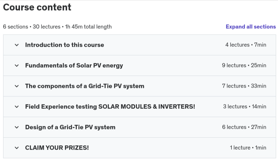 Temas del curso · Curso completo de Energía Solar. Comenzante a nivel avanzado 2024-12