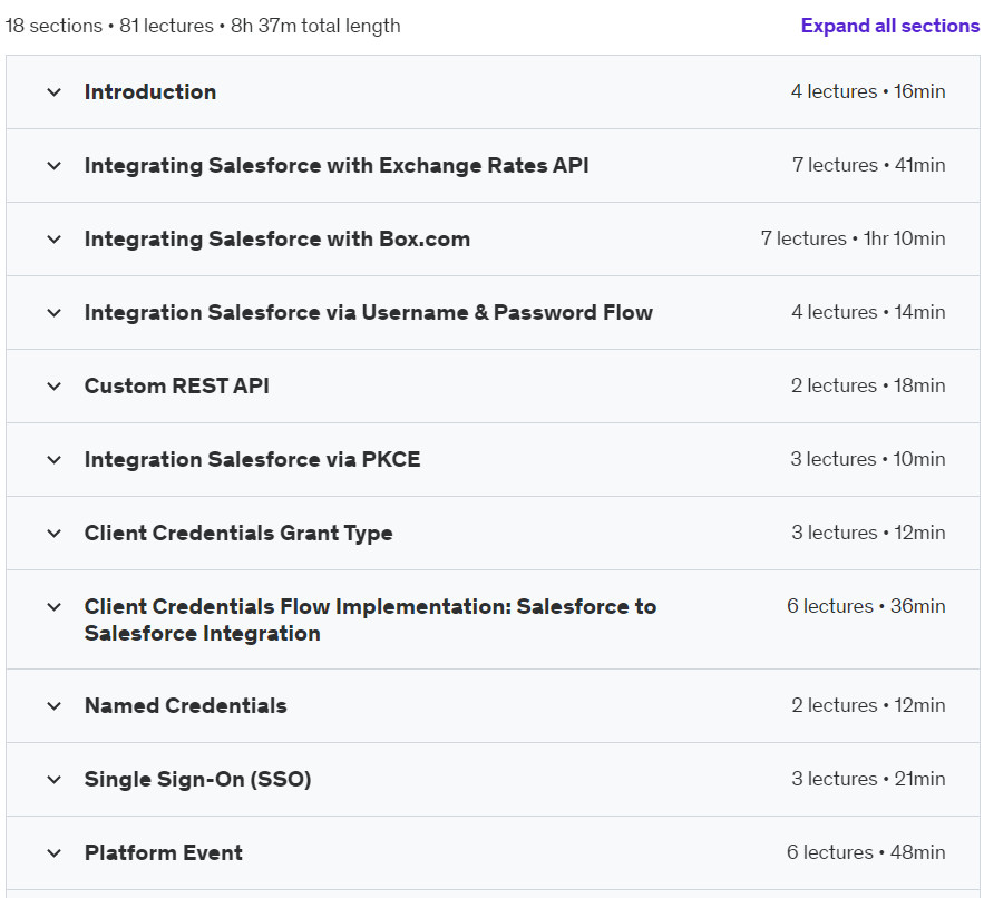 Course topics · Salesforce Integration: Mastering Integration Techniques 2024-5