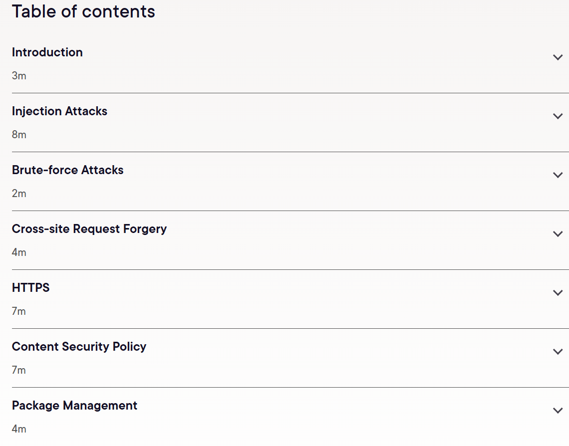 Course topics · Node.js: Application Security 2024-10