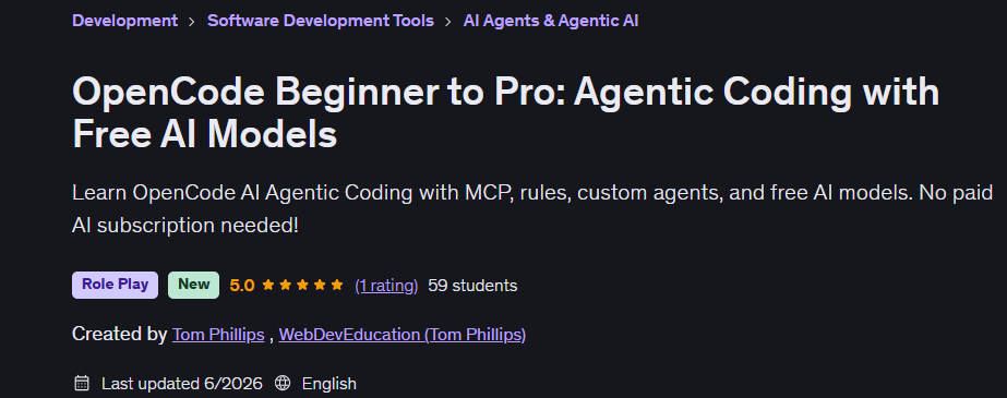 Bilder · OpenCode Beginner to Pro: Agentic Coding mit kostenlos AI Modelle 2026-5