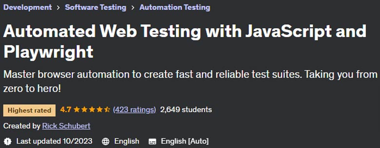 Pictures · Udemy — Automated Web Testing with JavaScript and Playwright 2023-10