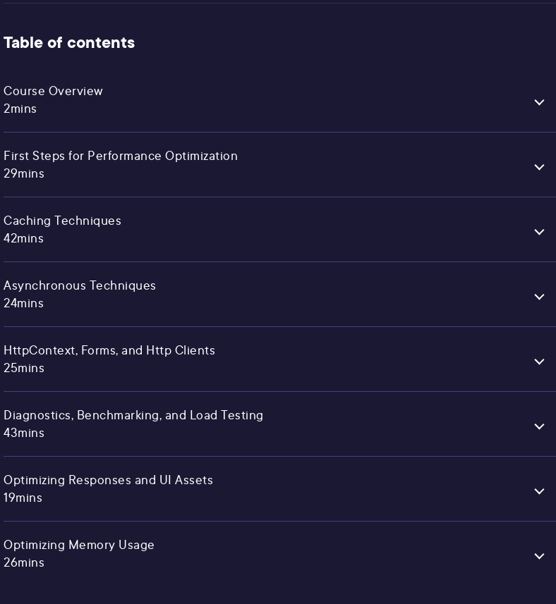 Course topics · ASP.NET Core 6 Performance 2022-12