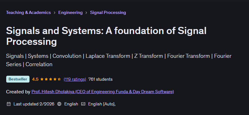 Pictures · Udemy — Signals and Systems: A foundation of Signal Processing 2026-2