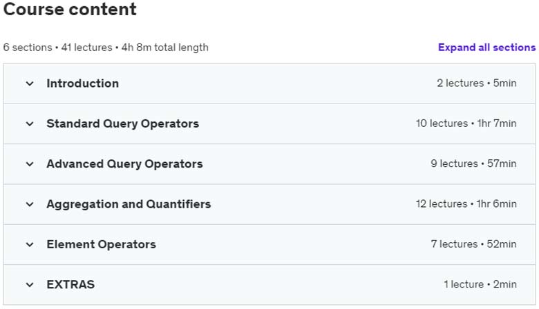 Course topics · Udemy — Mastering LINQ in C#: From Basics to Advanced 2024-2
