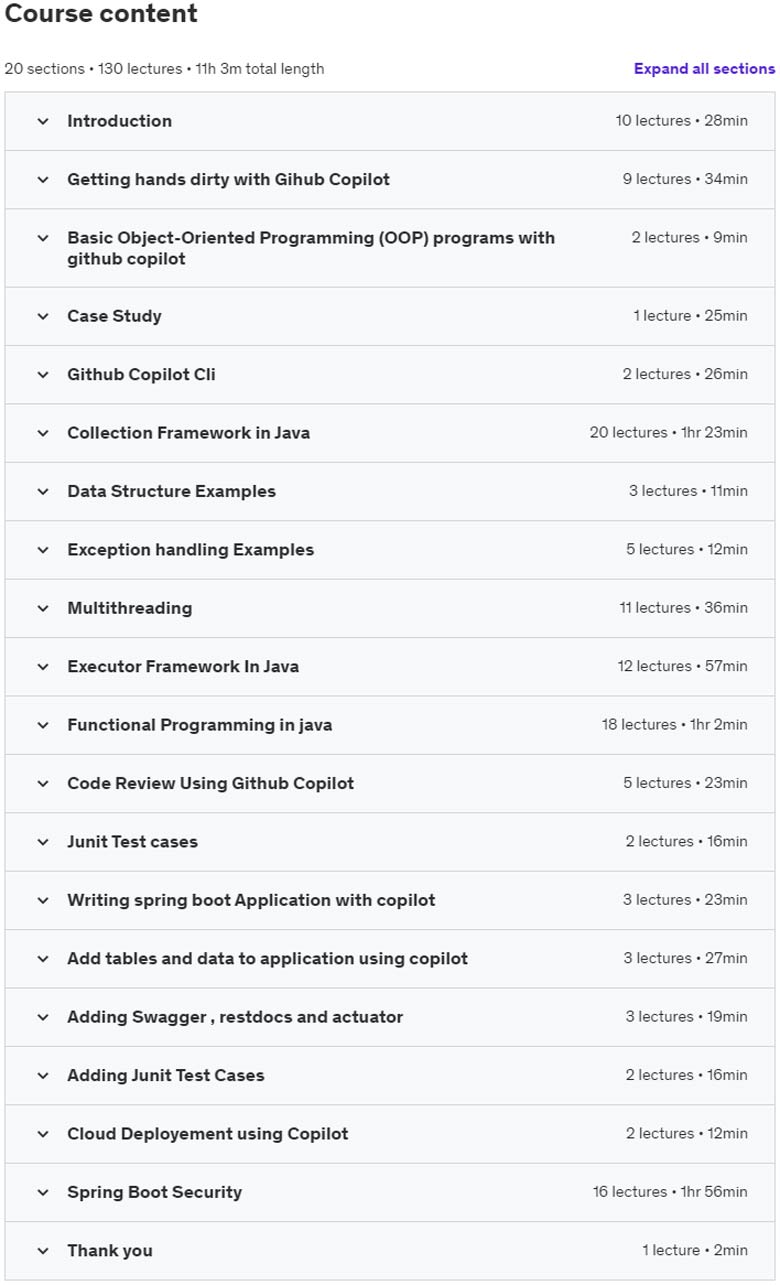 Course topics · Github copilot for java and basics of spring boot 2023-6
