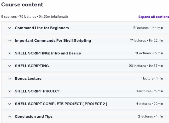 Course topics · Udemy — Bash Shell Scripting: Crash Course For Beginners 2020-4