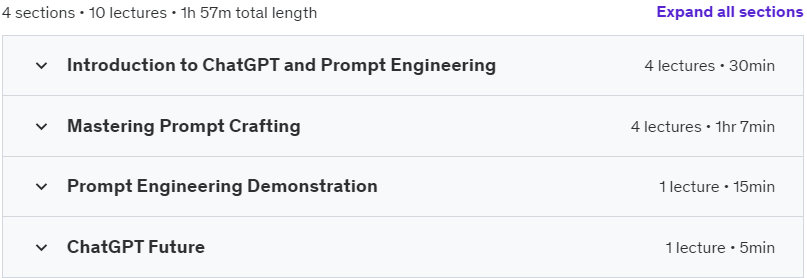 Course topics · Udemy — How to ChatGPT: Master the Art of Prompt Engineering 2023-6