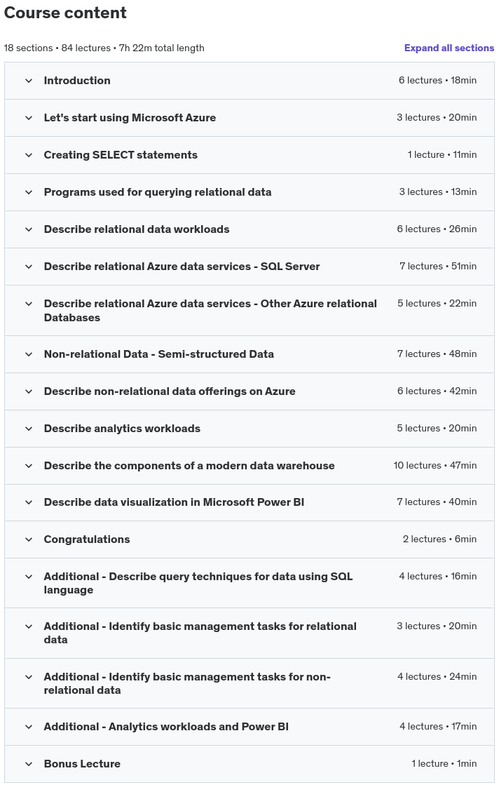 Course topics · DP-900: Microsoft Azure Data Fundamentals 2024-12