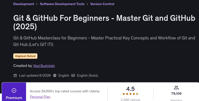 चित्र · Git & GitHub शुरुआती के लिए - मास्टर Git और GitHub (2025) 2026-3
