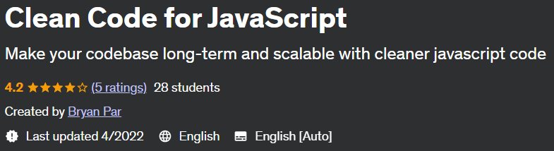 Pictures · Udemy — Clean Code for JavaScript 2022-4