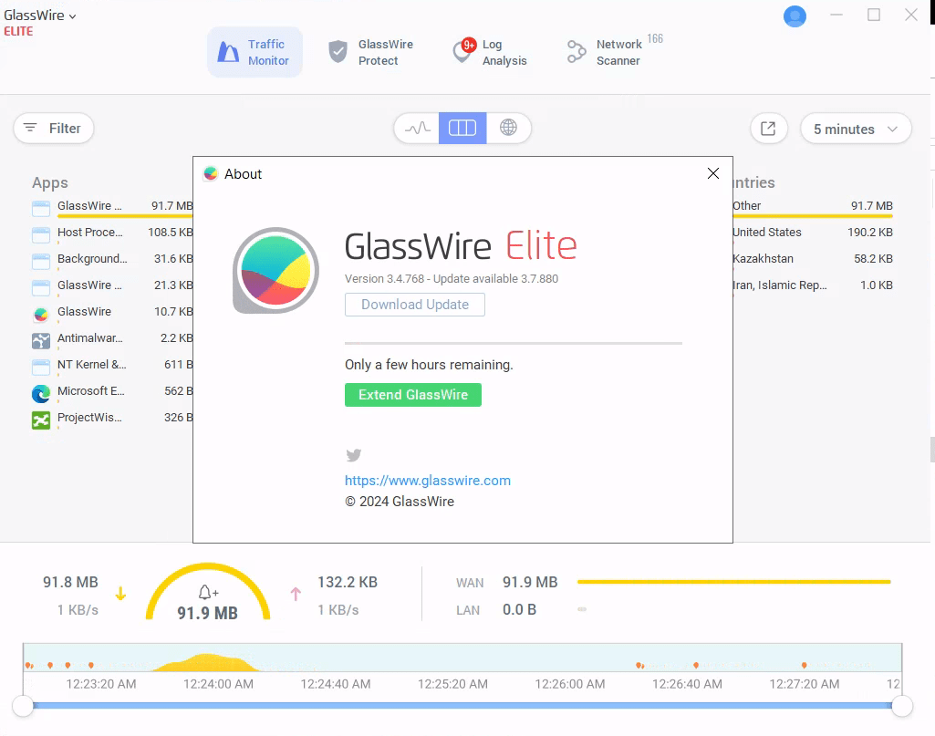 Bilder · Die Glasswire Elite 3.4.768