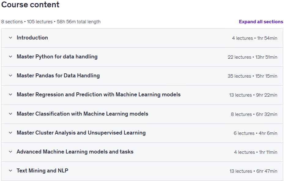 Course topics · Data Science and Machine Learning Fundamentals [2026] 2026-7