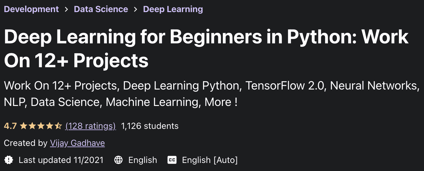 Pictures · Deep Learning for Beginners in Python: Work On 12+ Projects 2021-8